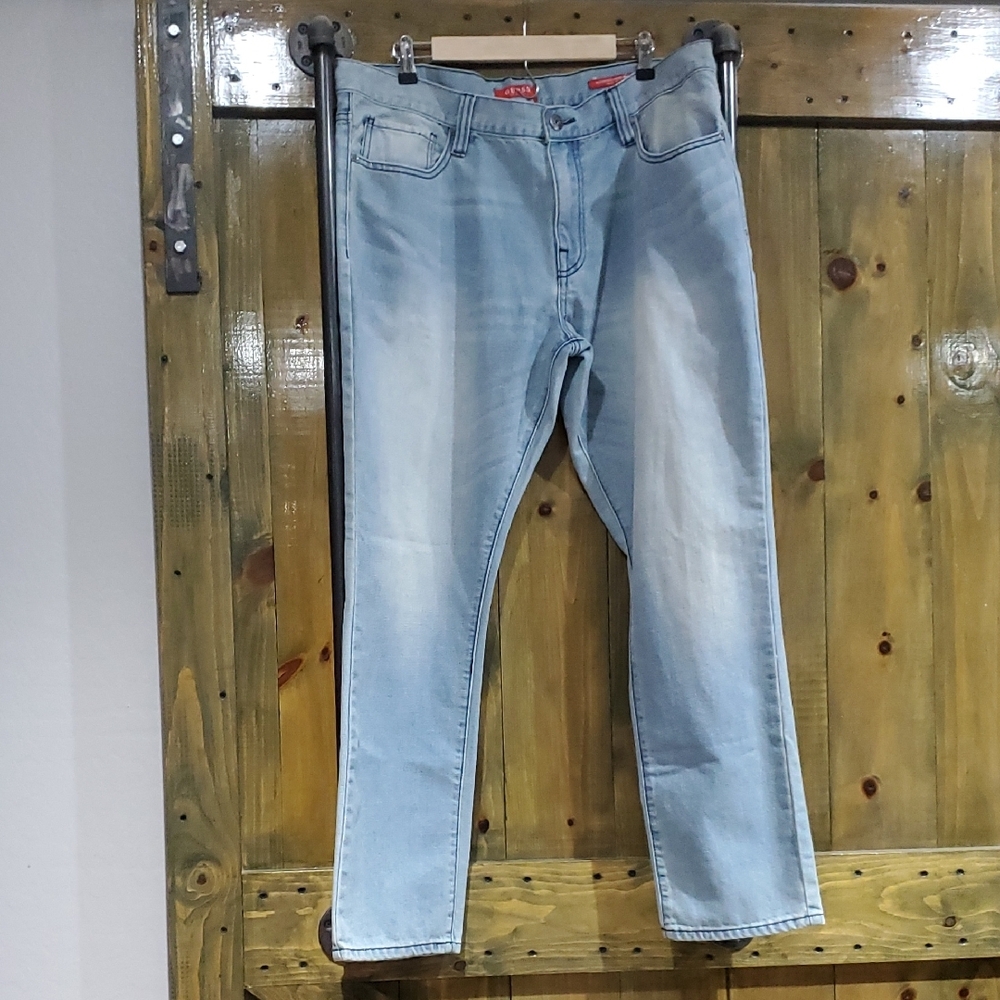 Guess Light Blue Men's Jeans 40x32 Medium Rise Tapered
